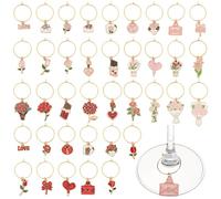 BENECREAT 38 Pcs Wine Glass Charms, 38 Styles Valentines Drink Markers, Funny Identifier Tags for Stem Glasses Valentines Day Party Decorations