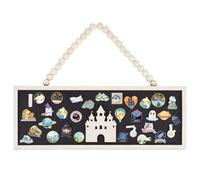 BENECREAT 38x14cm/15x5.5 Inch Rectangle Castle Pin Board Cork Board, Bulletin Display Board Wall Mounted Cork Board for Brooch Pin Collection Display Office Home Bedrooms, Black