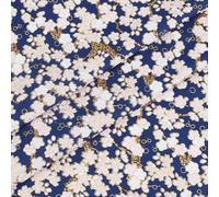 BENECREAT 39.37" x 58.66"/ 100x149cm Japanese Cotton Floral Fabric, Sakura Cherry Blossom Pattern 100% Cotton Fabric for Sewing Quilting Crafting Projects and Home Decor, Midnight Blue