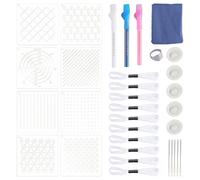 BENECREAT 39Pcs Sashiko Template Kit, 8Pcs 119.5x119.5mm/4.7x4.7inch Hand Quilting Stencils, Beginner Embroidery Supplies for Mending and Decorative Crafts, with 2Pcs Linen Cross Stitch Fabric