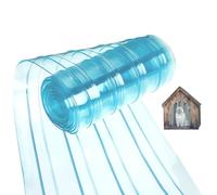 BENECREAT 3m/9.8ft Plastic Vinyl Replacement Strip, 183mm Wide Dark Turquoise Clear Ribbed PVC Curtain for Dog House Door Flap, Winter, Commercial, Freezers, Warehouse Doors