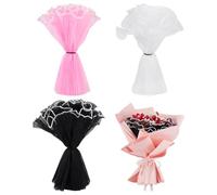 BENECREAT 3Pack Flower Wrapping Mesh Paper, 3 Colors Translucent Pearl Edge Bouquet Wrapping Packaging Mesh Paper for Party Favor Decor, Florist Supplies, Wedding Gift Packaging, 3.8 Yards/3.5m