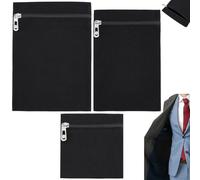 BENECREAT 3Pcs Black Sew-in Side Pocket with Zipper, Sewing on Jacket Inside Pockets, Canvas Inside Pocket Hidden Security Pocket for Shirt, Jacket, Hoodies, Coat, Sweatshirts