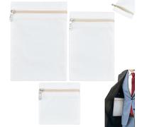 BENECREAT 3Pcs White Sew-in Side Pocket with Zipper, Sewing on Jacket Inside Pockets, Canvas Inside Pocket Hidden Security Pocket for Shirt, Jacket, Hoodies, Coat, Sweatshirts