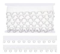 BENECREAT 4.57m/5 Yards White Grommet Trim with Silver D Rings, 36mm/1-3/8 Inch Polyester Grommet Eyelet Twill Tape Trim Metal Eyelet Ring Ribbon Strip for Sewing Crafts Making
