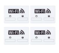 BENECREAT 4 Pack 3.5x5 Inch/90×125mm Wifi Password Sign, Self-Adhesive Wifi Sign White Network Information Signs for Home Office Business