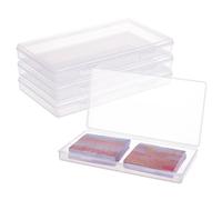 BENECREAT 4 Packs 20x11x2.3cm Rectangle Large Clear Plastic Box Containers with Double Buckles for Cards, Safety Pins, Beads and Other Craft Office Supplies