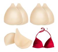 BENECREAT 4 Pairs Beige Triangular Bra Cups, Lingerie Inserts Swimwear Pads Triangle Sports Bra Inserts for Bikini, Yoga Bra, Wedding Dresses, Swimsuits