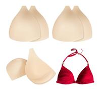 BENECREAT 4 Pairs Beige Triangular Bra Cups, Lingerie Inserts Swimwear Pads Triangle Sports Bra Inserts for Bikini, Yoga Bra, Swimsuits, Wedding Dresses