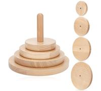 BENECREAT 4 Pcs Beech Wood Pottery Tools Set, 12/16/19.7/24cm Round Ceramic Top Tool, Clay Plate Press Tool with Handle for Making Pottery Bowls and Plates