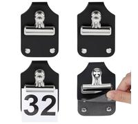 BENECREAT 4 Pcs Livestock Show Number Holder, Show Number Clip Holder, Leather Clip for Number Plate Support, 67 x 102 x 24 mm(2.6 x 4 x 0.9 inch), Black