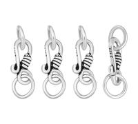 BENECREAT 4 Sets 925 Sterling Silver S-Shaped Hook Clasp, 17.5mm/0.7inch Hook Eye Clasp with Jump Rings for DIY Necklace Bracelet Jewelry Making