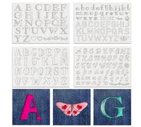 BENECREAT 4 Sheets 165PCS Alphabet Water Soluble Hand Sewing Stabilizers, A-Z Letters Symbol Tear Away Embroidery Stabilizers for Embroidery, Carves, Shirts, Coats, Bags, Towels