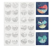 BENECREAT 4 Sheets 24pcs Water Soluble Embroidery Patterns, Natural Scenery Forests Stitch Embroidery Paper Water Soluble Stabilizers for Carves, Shirts, Coats, Bags, Towels