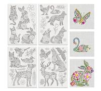 BENECREAT 4 Sheets 41pcs Flower Animals Water Soluble Hand Sewing Stabilizers, Flower Leaves Pattern Tear Away Embroidery Stabilizers for Embroidery, Carves, Shirts, Coats, Bags, Towels