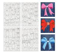 BENECREAT 4 Sheets Bow Water Soluble Embroidery Stabilizers, 36pcs Embroidery Paper with Pre-Printed Sewing Embroidery Stabilizers for Embroidery Hand Sewing Lover Beginners