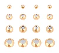 BENECREAT 40pcs 18K Gold Plated Beads Mixed Size Rubber Spacer Charm for Bracelets Jewelry Makings