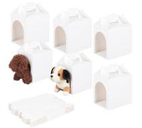 BENECREAT 40Pcs Adopt Dog Party Favor Boxes, 12x10x16cm/4.7x3.9x6.3 Inch Foldable Gift Boxes with Handle Bulk for Puppy Pet Adoption, DIY Crafting, Birthday Party Supplies, White