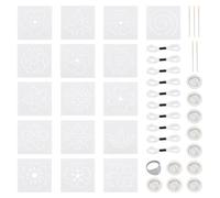 BENECREAT 42Pcs Plastic Sashiko Stencil Kit, 13x13cm/5x5inch Flowers Geometric Pattern with Sashiko Thimble and Needles Thread, Reusable Quilting Templates for Hand Sewing and Embroidery