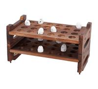 BENECREAT 48 Slot 2 Tier Stackable Wooden Quail Pigeon Egg Holder Rack, Brown, Rustic for Kitchen Storage Display
