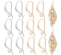 BENECREAT 48Pcs 2 Colors Real 18K Gold Plated Stud Earring Hook, Brass Silver Coil and Ball Dangle Ear Wires Fish Hooks with Plastic Containers for Jewelry Earring Making, Hole: 1.5mm