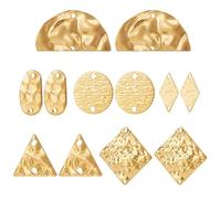 BENECREAT 48Pcs Textured Brass Connector Charms, 6 Styles Triangle/Half Round/Rhombus Flat Geometric Style Pendants Links Connectors for Earring Necklace Bracelet Making, Hole: 1.2~1.8mm