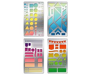 BENECREAT 4PCS 4x7 Inch Geometric Theme Triangle Metal Stencils, Border Line Stencil Template for Diary, Wood Carving, Drawings and Woodburning, Engraving and Scrapbooking