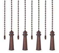 BENECREAT 4PCS Aolly Ceiling Fan Pull Chain, 332mm/13 Inch Red Copper Pull Chain Extension, Pulls Extender with Ball Connector for Fan Pulls Decorative Ceiling Light Lamp