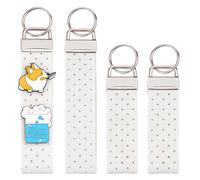 BENECREAT 4Pcs Felt Pin Display Keychains, Pin Holder Keychain, Badge Display and Rectangle Keychains for Backpack Car Interior Decor Brooch Traveling Jewelry Gift 110~140mm/4.3~5.5inch (White)