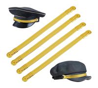 BENECREAT 4Pcs Gold PU Leather Hat Band, Officer Visor Crusher Cap Band, Adjustable Hat Strap for Cowboy Hats, Military, Golf, Fishing, Captain Caps, 285~495mm/ 11.2~19.5inch Long