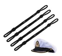 BENECREAT 4Pcs Polyester Hat Band, 11.6x0.7inch Black Captain Hat Straps Visor Cap Cord for Military, Golf, Fishing, Captain, Bullion & Baseball Hats, 15mm Thick
