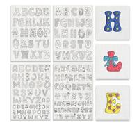 BENECREAT 4Sheets 156Pcs Funny Alphabet Water Soluble Hand Sewing Stabilizers, 6 Styles A~Z Letters Tear Away Water Soluble Embroidery Patterns for Carves, Shirts, Coats, Bags, Towels