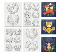BENECREAT 4Sheets 16Pcs Animal Water Soluble Embroidery, 29.7x21cm Folk Cat Dog Stick and Stitch Embroidery Paper Stabilizer Water Soluble Hand Sewing for Shirts, Coats, Bags