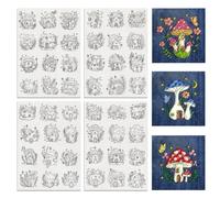 BENECREAT 4Sheets 48Pcs Mushroom Hut Water Soluble Embroidery, 29.7x21cm Stick and Stitch Embroidery Paper Stabilizer Water Soluble Hand Sewing for Shirts, Coats, Bags