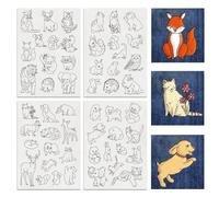 BENECREAT 4Sheets 52Pcs Animal Water Soluble Embroidery, 30x21cm Cats Dogs Rabbits Stick and Stitch Embroidery Paper Stabilizer Water Soluble Hand Sewing for Shirts, Coats, Bags