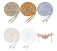 BENECREAT 5 Colors Handfasting Cord Set, White Beige Khaki Brown Grey Classic Colors Handfasting Cord with Cone Alloy Bead Caps for Home Wedding Rope Lasso Ceremony, 200cm