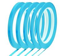 BENECREAT 5 Rolls 5 Styles Fine Line Tape, High-Temp PVC Fine Line Fineline Masking Tape, Automotive Paint for Curves Cyan, 1/13, 1/8, 5/32, 1/5, 1/4 Inch/2, 3, 4, 5, 6mm
