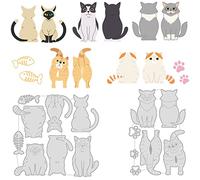 BENECREAT 5 Sets Animal Cat Metal Die Cuts, Fish Cat Paw Print Cutting Dies for Card Making DIY Scrapbooking Craft Paper Photo Album Gifts Journal Decorations, 2pcs/set