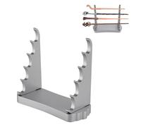 BENECREAT 5-Tier Wooden Magic Wand Display Stand, Silver Pine Wood Holder for Desktop Display Decoration, Office & Home Collections 18x7x15.6cm/ 7x2.7x6inch