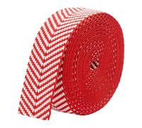 BENECREAT 5 Yards/4.6 Meters Red Cotton Webbing, 38mm Wide Jacquard Webbing, Flat Webbing Tape with Striped Pattern for Bag Handles, Tote Bag Webbing, Fabric Tape