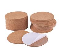 BENECREAT 50 Pack Self Adhesive Cork Sheet 10x0.2cm Round Insulation Cork Backing Sheets for Floors, Walls, Die Cutting, DIY Craft Projects, Coasters