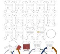 BENECREAT 50 Pcs Floss Drops, Rectangle Acrylic Embroidery Floss Bobbins with 1 Pcs Iron Hanging Ring, Sewing Thread Winding Boards for Embroidery Floss Organization and Sewing Crafts