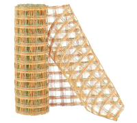 BENECREAT 5m Poly Burlap Deco Mesh Ribbon, 25cm Sandy Brown Check Pattern Gold Mesh Ribbon Fabric Roll for Wreaths and Gift Wrapping