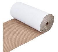 BENECREAT 5m x 30cm / 196.8 x 11.8 Inch White Single Face Corrugated Cardboard Roll, Corrugated Wrap Paper for Gift Packing, Storage, DIY Crafts, Shipping, 3mm Thick
