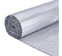 BENECREAT 5Mx40cm/16Ftx16Inch Reflective Insulation Roll, 2mm Thick Double Bubble Wrap Insulation Sheet, Adhesive Tapes for Window RV Attic Wall Garage Door, Aluminum Foil Bubble Shield