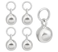 BENECREAT 5Pcs 925 Sterling Silver Jingle Bells, 5mm Platinum Plated Mini Dangle Charm with Jump Ring, Craft Bells for Christmas Party Home Decor, Jewellry Findings