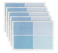 BENECREAT 5Pcs Checkered Underglaze Transfer Paper, 520x370mm/20.5x14.6inch Mixed Shapes Ceramic Decals, Pottery Underglaze Paper for Enamel Decals DIY Handicraft Supplies Handcrafted Gifts