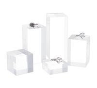 BENECREAT 5Pcs Clear Acrylic Cube Display Block, 2/4/6/8/10cm Solid Display Pedestal Stands for Gem Jewelry Display Pop Figures Cosmetic Showing