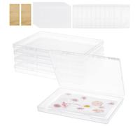 BENECREAT 5PCS Dried Flower Storage Set, Dried Flower Storage Set, with Blotting Paper, Ziplock Bag and Desiccant, PP Storage Containers for DIY Bookmarks 15.3x11.5x1.75cm/6x4.5x0.7Inch