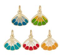 BENECREAT 5Pcs Real 18K Gold Plated Shell Charms, 12.5mm/0.5inch Brass Enamel Ocean Theme Pendants with Jump Ring for DIY Jewelry Making, Golden